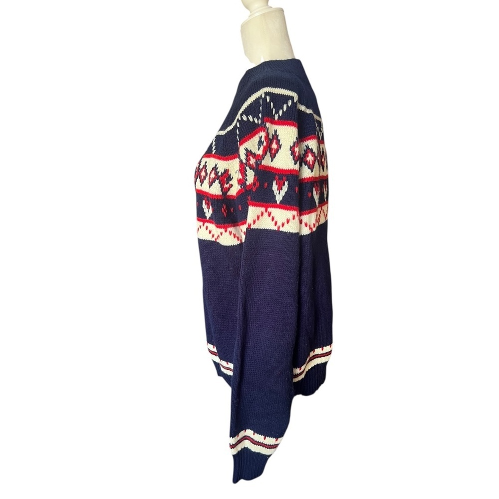 Vintage Red, White, & Blue Fair Isle Knit Sweater Large - Picture 2 of 4